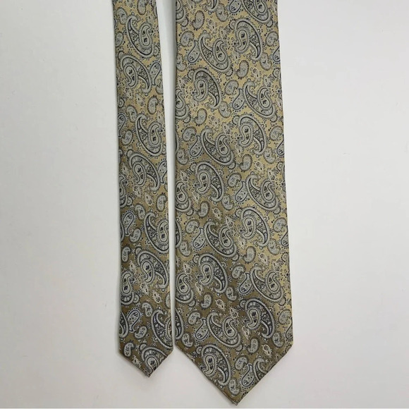 BURMA BIBAS Gold Paisley Woven Silk Tie - Picture 3 of 11
